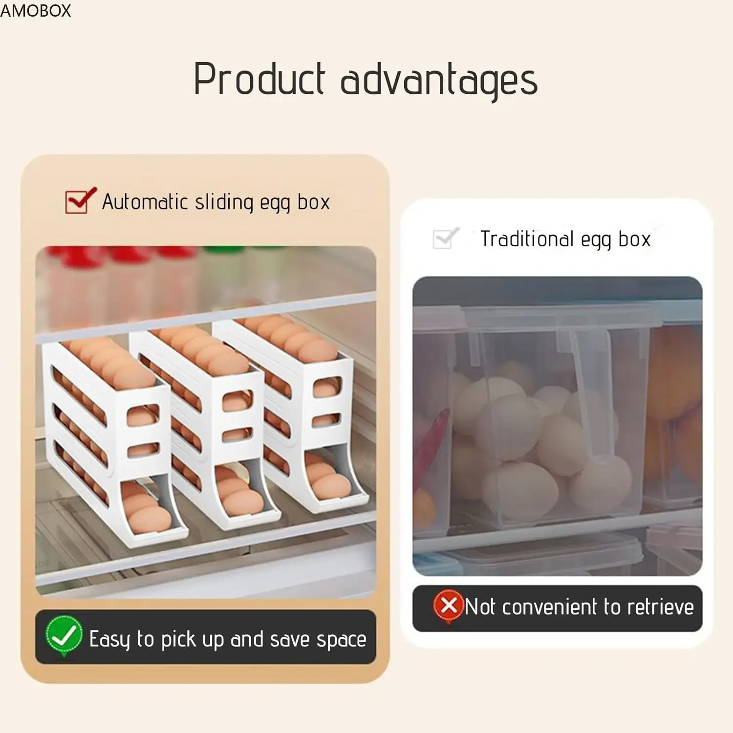 Portauova Frigo 4 Livelli - Dispenser Automatico Per 30 Uova