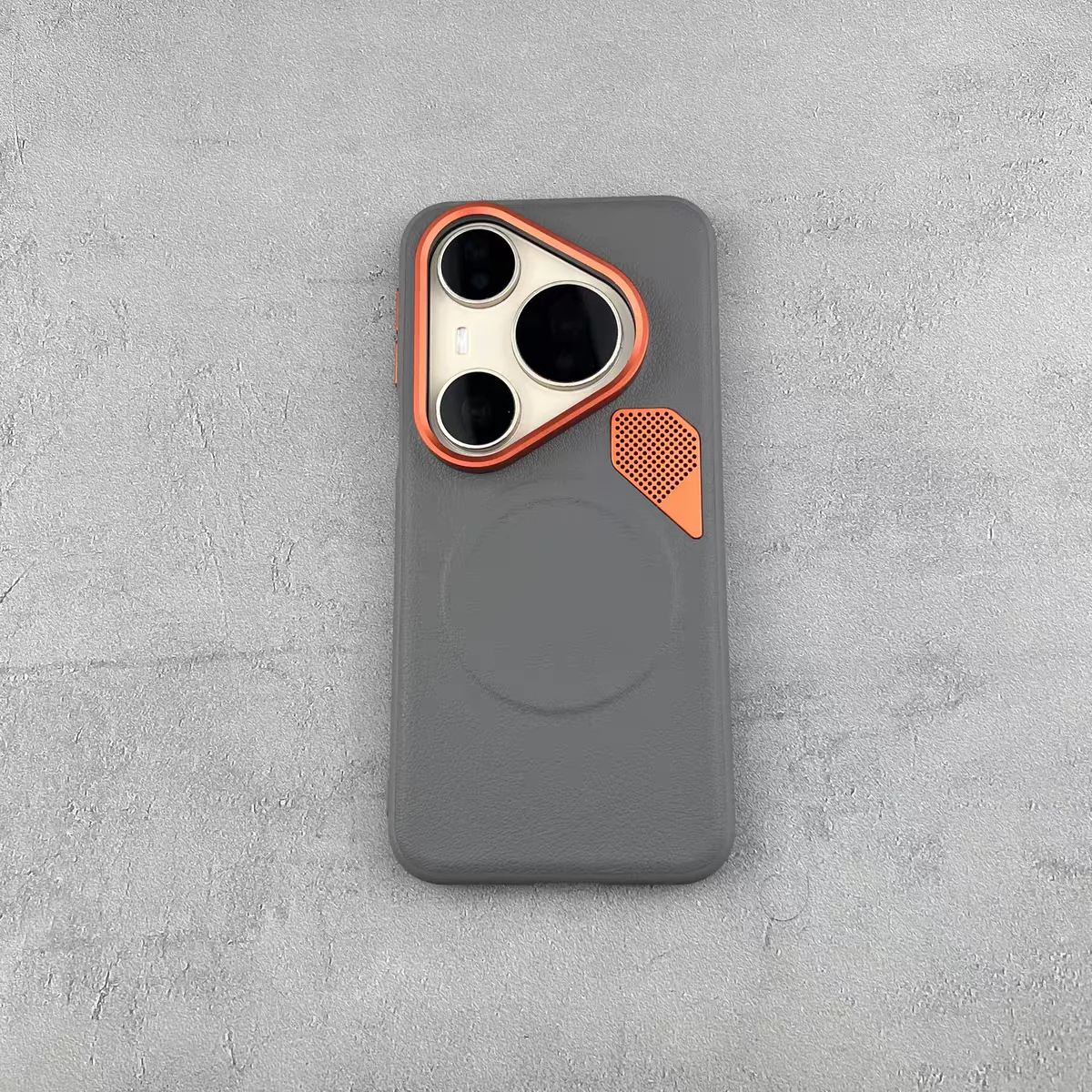 Enhanced Orange Magnetic Protective PU Case - Hard Shell Bumper Cover