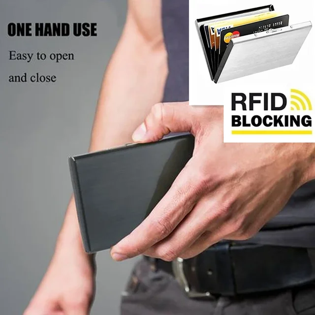 Rfid Credit Card Holder Men Minimalist Wallet Aluminium Bank Cardholder Case with Money Clip Designer Porte Carte 2