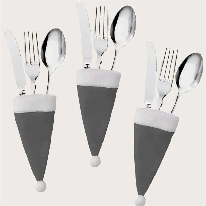 10pcs Miniature Christmas Hats for Seasonal Party Decoration Tableware Holders