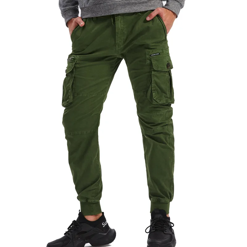 High Quality Men Tactical Cargo Pants Multi-pocket Solid Color Trousers Combat Training Overalls Men Loose Long Pants