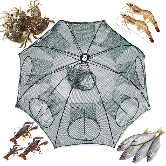 6 Doors Folding Fishing Net Crab Bait Trap Minow Crawdad Shrimp