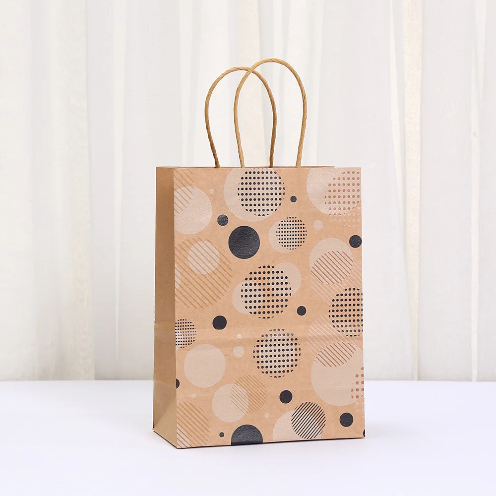2025 New Polka Dot Kraft Paper Gift Bags, Reusable Eco-Friendly Tote Bags with Twisted ... - SKU KBGP1520 - UGI Packaging