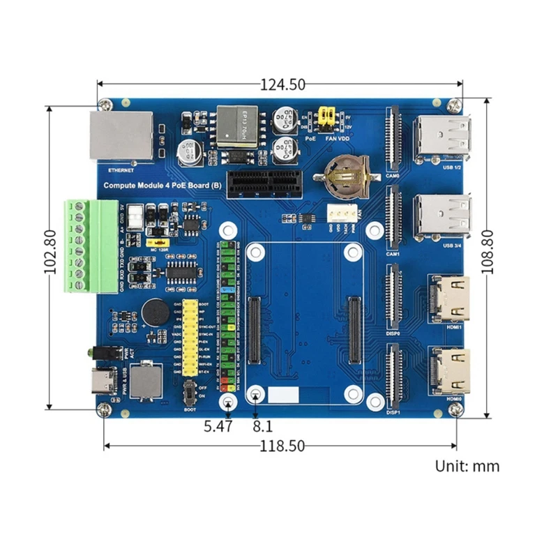   CM4 Poe Ȯ , Poe/Rs485/Rs232 Rpi ǻƮ  4 Lite/Emmc
