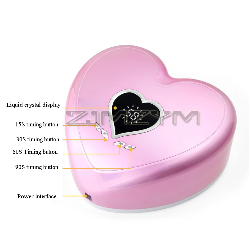 충전식 네일 드릴 머신, 귀여운 하트 모양, 빠른 건조 매니큐어 하이브리드 프로 큐어, UV LED 네일 램프, 96W