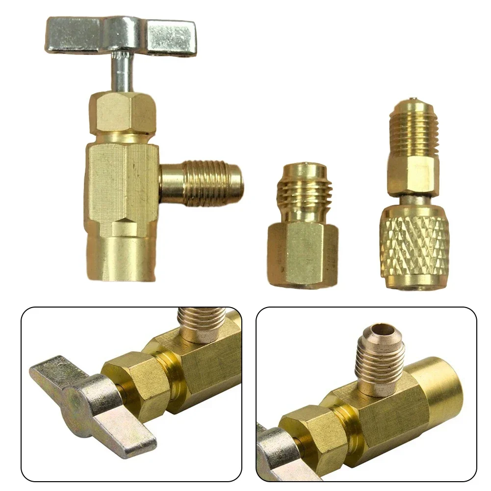 3PCS Self Sealing R1234yf A/C Can Tap 1/2IN ACME 1/4IN SAE Male Fit R12 R134a Right-Hand Threads Special Disassembly Tool
