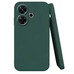 Shockproof Liquid Silicone Phone Case - Soft TPU Bumper Back Cover for Redmi 13(4G) (Black Green)