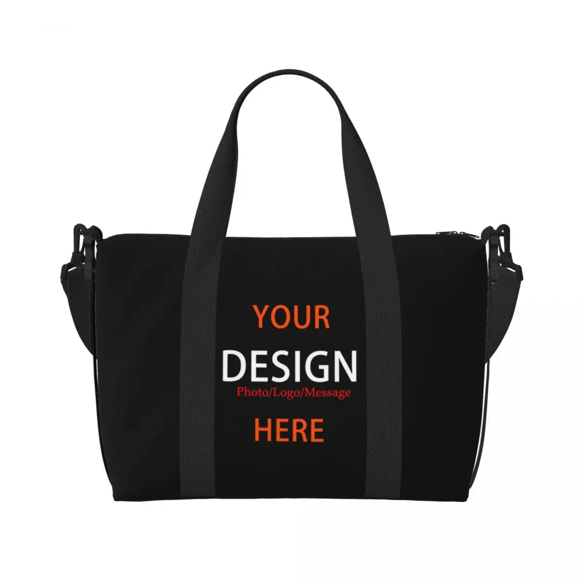Large Your Photo Message Tote Bag Women DIY Design Shopping Shoulder Gym Beach Travel Bag
