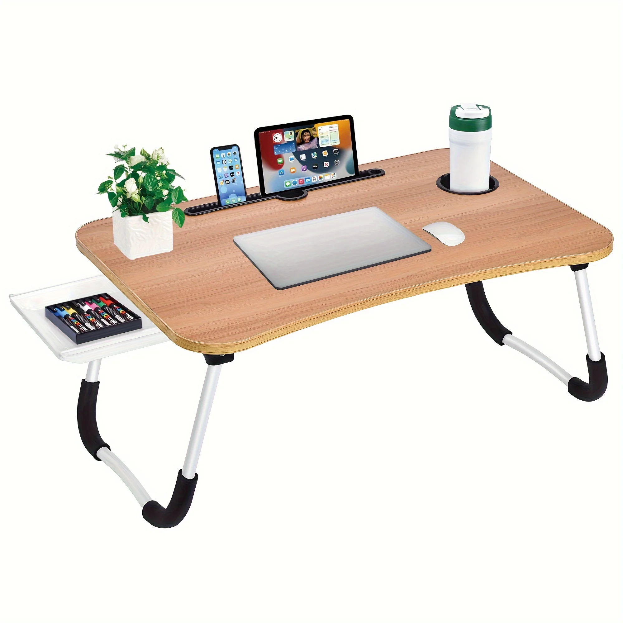 

Laptop Bed Desk Table Tray Stand with Cup Holder/Drawer for Bed/Sofa/Couch/Study/Reading/Writing On Low Sitting Floor Large Port