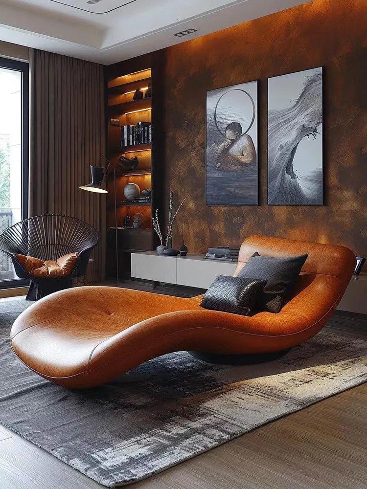 

Lounger Lounger Lounger Lounger Italian light luxury senior super comfortable living room single leather sofa chair