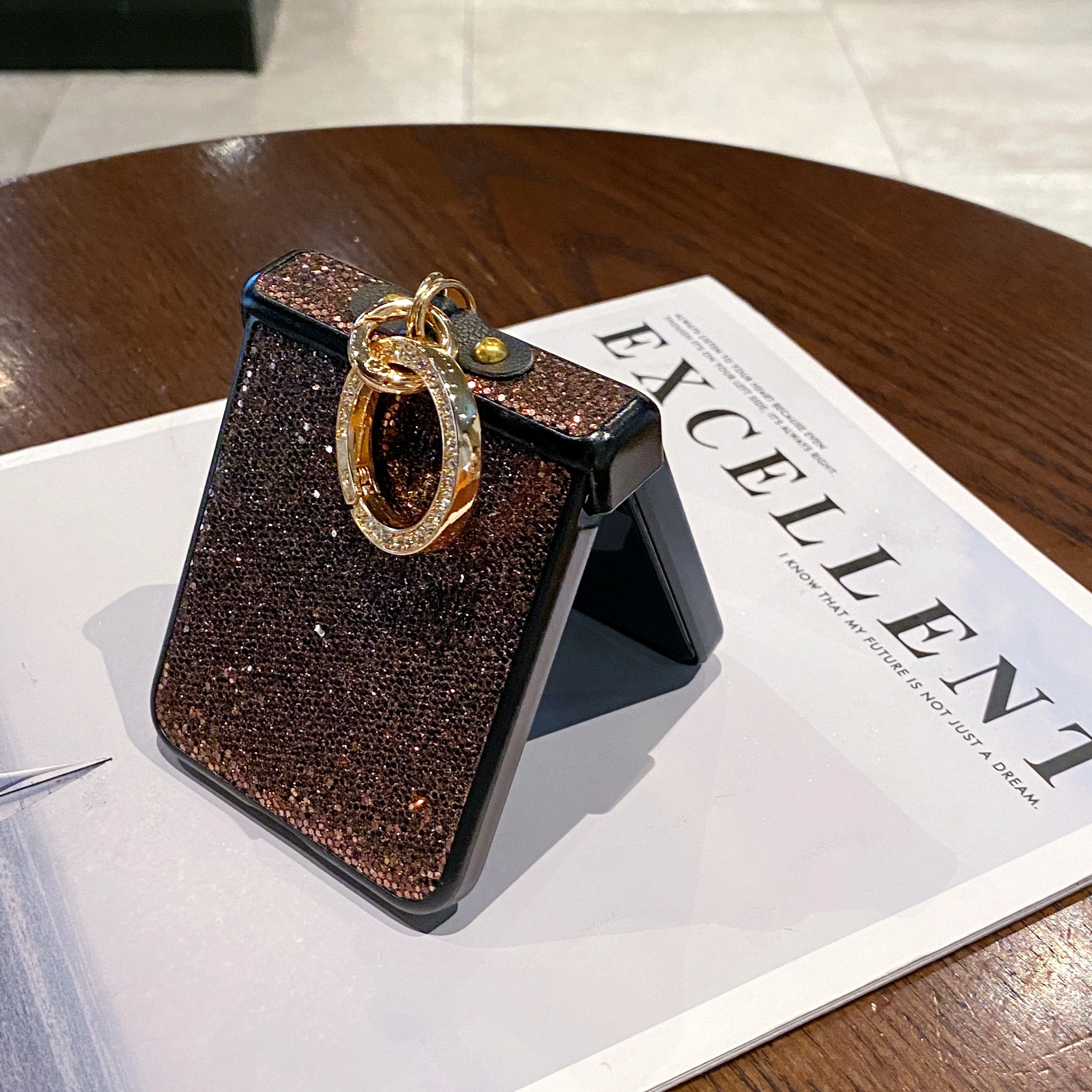 Luxury Glitter Starlit Sky Phone Case with Diamond-Plated Ring Buckle