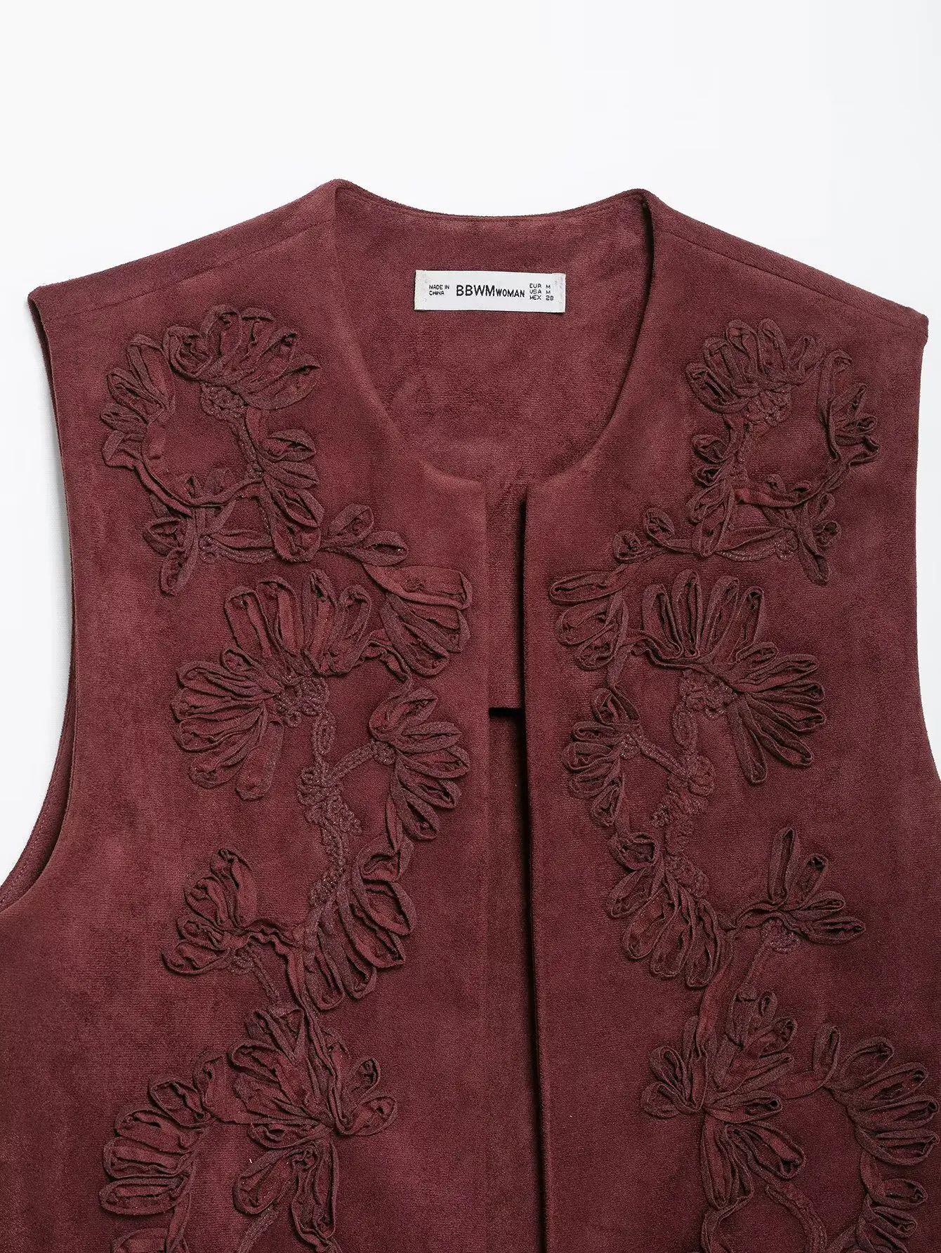 Description Picture 6 of itemEDSA Women Vintage Embroidery Faux Suede Gilet Round Neck Tank Tops Sleeveless Spring Summer Vest Casual Female Waistcoat