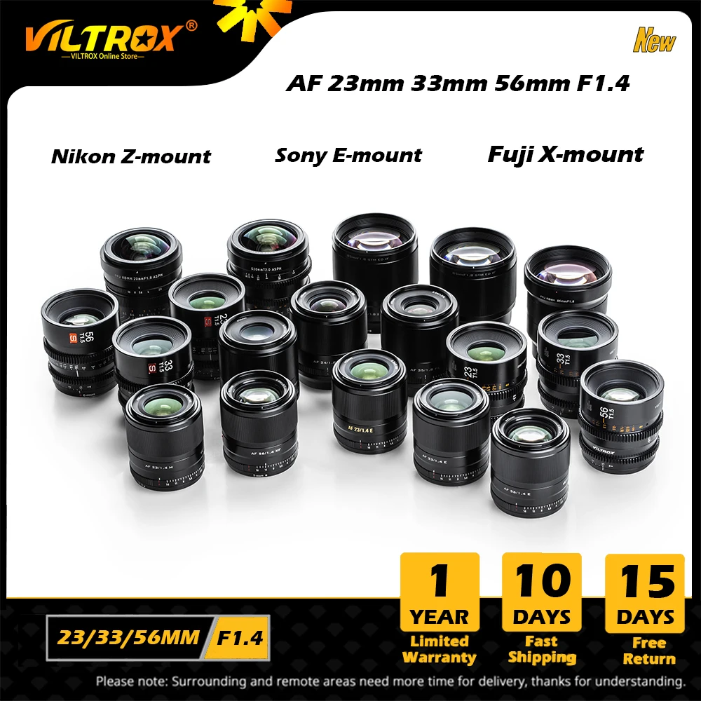 Viltrox 23Mm 33Mm 56Mm F1.4 Obiettivo Af Auto Focus Aps-C Obiettivo Per Obiettivo Fuji X Canon M Mount Sony E Nikon Lens Z Mount Obiettivi Per Fotocam