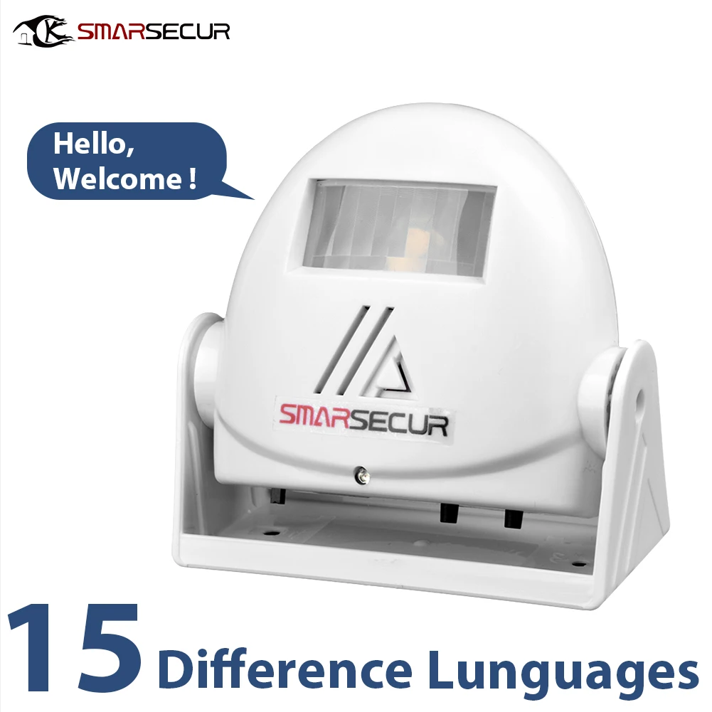 Smarsecur 15 sonidos visitor multilingüe ding-dong timbre alerta de entrada alarma de entrada timbre de advertencia de saludo