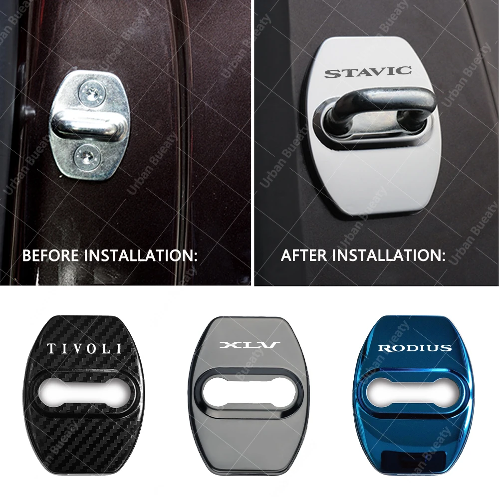 Car Door Lock Cover Auto Emblems Case for SsangYong XLV Torres Tivoli Rexton Musso Korando Rodius Actyon Car Styling Accessories