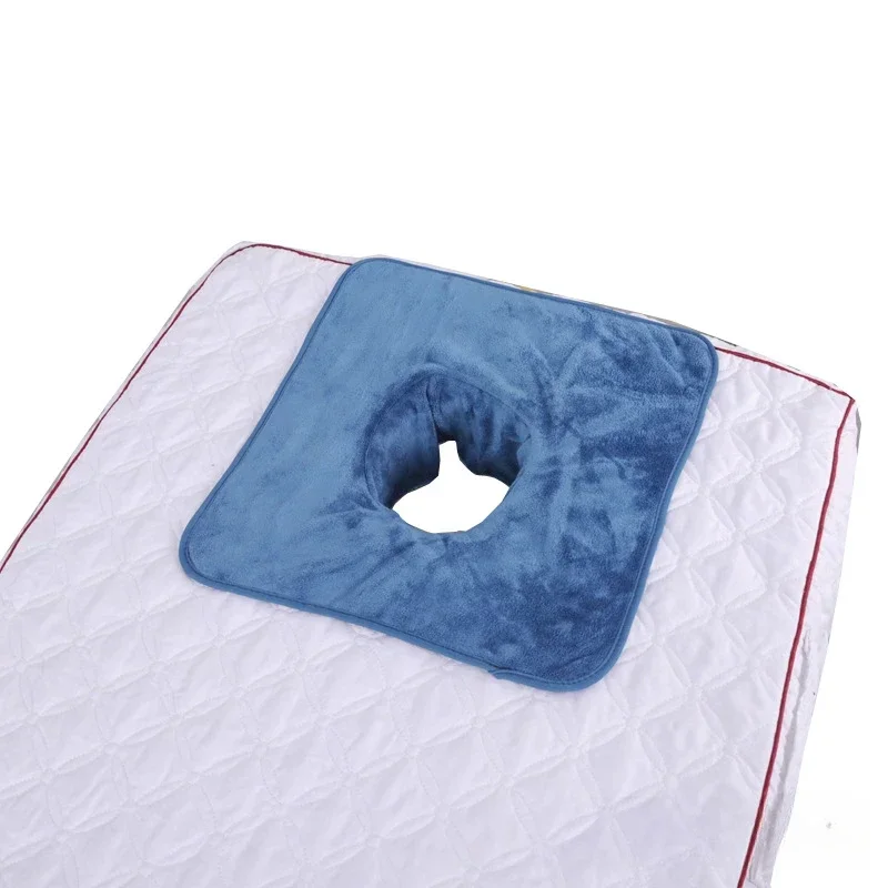 Square 35*35cm Velvet Thickened Beauty SPA Massage Table Planking Face Towel with Face Berath Hole SPA Massage Bedspread Towel 6