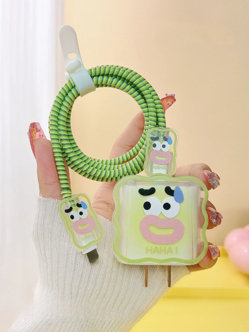 

Cute Fun Protective Cover For Apple IPhone 14 Pro max Data Cable 20w Mobile Phone Charger Head Cover for Smart Phone Accessories