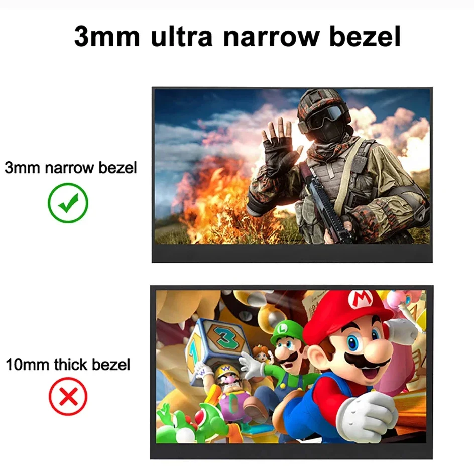 FHD 터치 스크린 휴대용 모니터, PC 노트북 Xbox Switch PS4/5 휴대폰용 모바일 디스플레이, 1920x1080P HDR 100% sRGB 300Nit, 15.6 인치