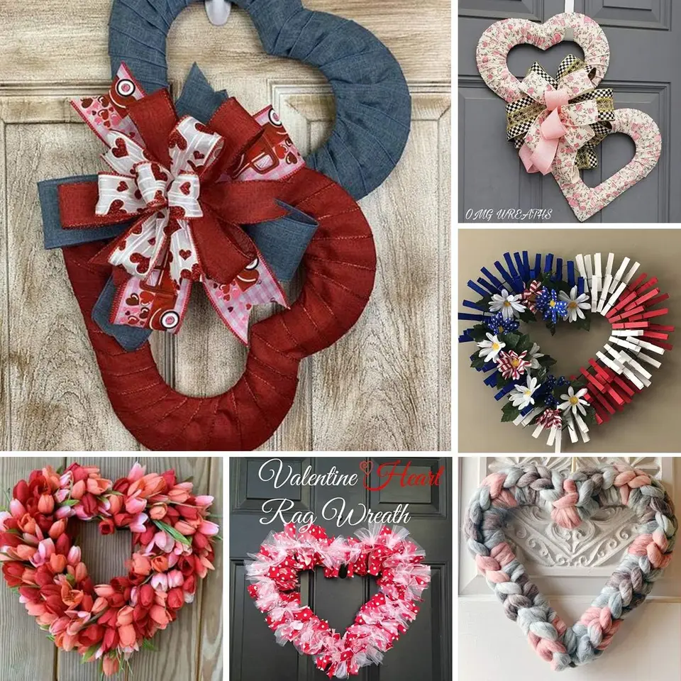Marco de corona de alambre en forma de corazón de Metal de primera calidad,  coronas de vacaciones DIY para el Día de San Valentín, Navidad, Año Nuevo,  decoración, 12 pulgadas, paquete de, image size:960x960