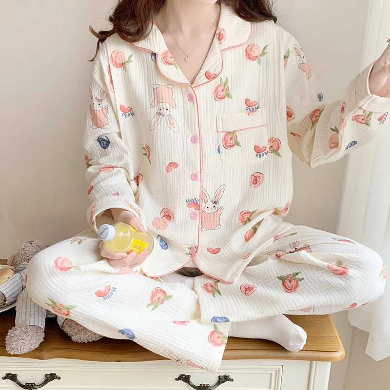 

100% Cotton Double Gauze Maternity Nursing Sleepwear Set Spring Summer Lacation Breastfeeding Pajamas Pregnancy Home Hospital