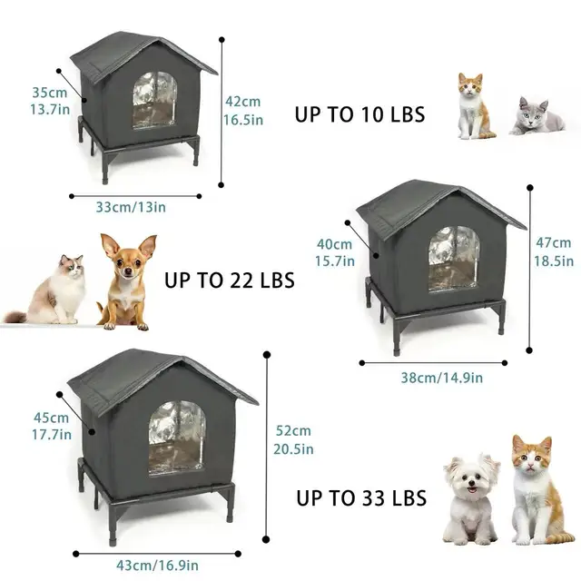 All-Season Waterproof Cat House with Ice Packs & Heating Bags, Foldable Shelter for Indoor & Outdoor Use, Available in 3 Sizes 4