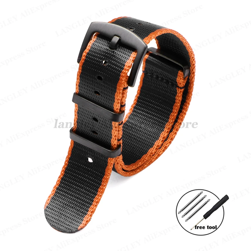 Premium Nylon Watch Strap with Black Ring Buckle - Universal Sports Band