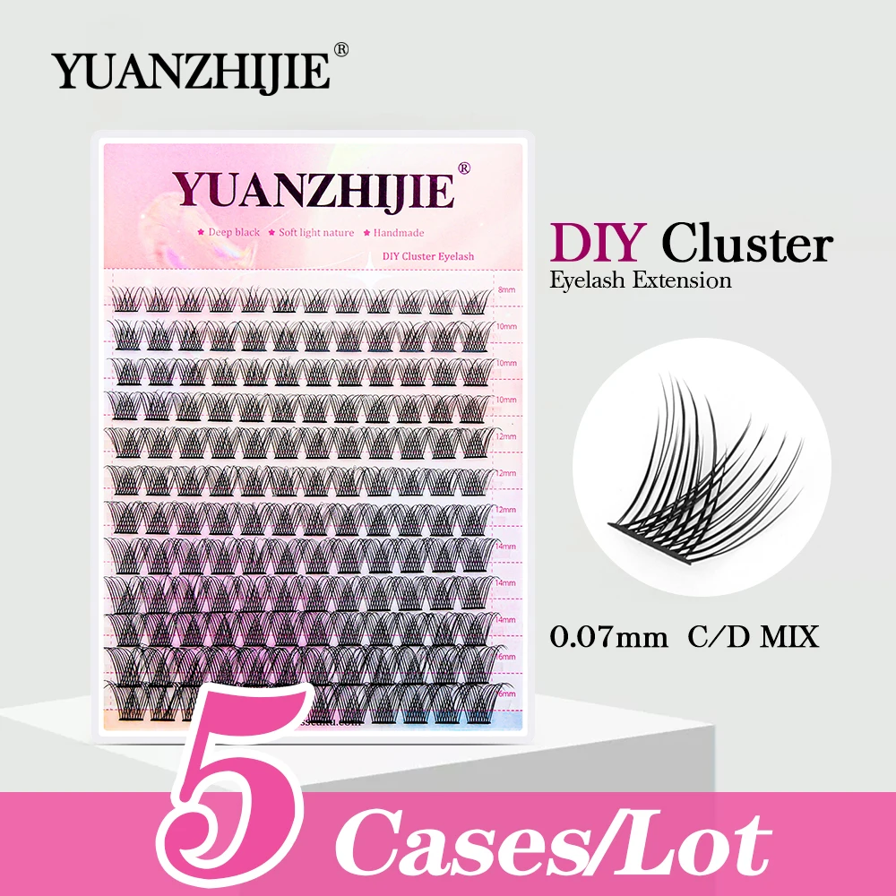 

5cases/lot 144 Bundles Individual Lashes Fluffy Eyelash Extension Natural Faux Mink Mix Length DIY Clusters Lashes Extension