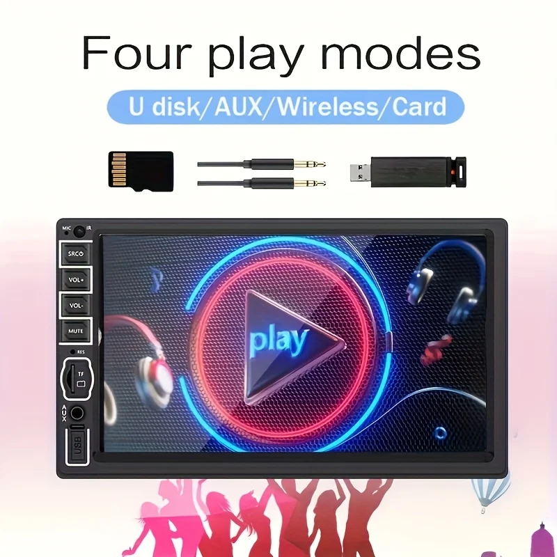 7인치 터치스크린 카 스테레오, 2 Din 헤드폰 입력, FM/USB/AUX SD 기능을 갖춘 멀티미디어 플레이어, 미러 링크 지원