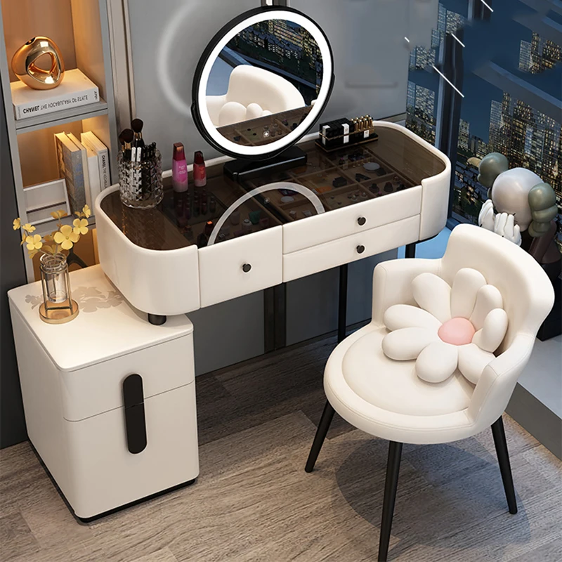 

Mobile Drawers Vanity Mirror Dressing Storage Set Modern Desk Makeup Table Chair Light Mesa De Maquillaje Bedrooms Furniture