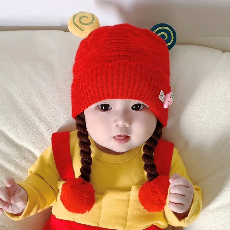 Gorro do bebê quente chapéu da orelha para meninas meninos lã malha tranças  chapéu do bebê chapéu de malha com tranças de inverno novo crochet chapéu  da criança - AliExpress