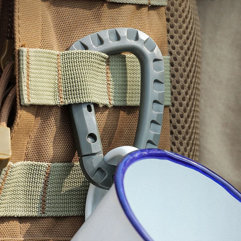 10PCS Tactical Edc Carabiners Military Gadgets D Shape Plastic Carabiners Clips Backpack Buckle Outdoor Hiking Camping Supplies