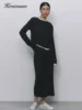 Hirsionsan Modal Soft Loose Sets Women 2025 Casual Two Pieces Long Sleeve T Shirts and High Waist Dresses Outfits Tracksuit 6