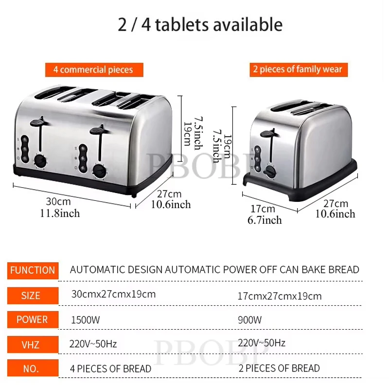 Description Picture 5 of itemPBOBP Stainless Steel Electric Toaster Household Automatic Baking Bread Maker Breakfast Machine Toast Sandwich Grill Pancake