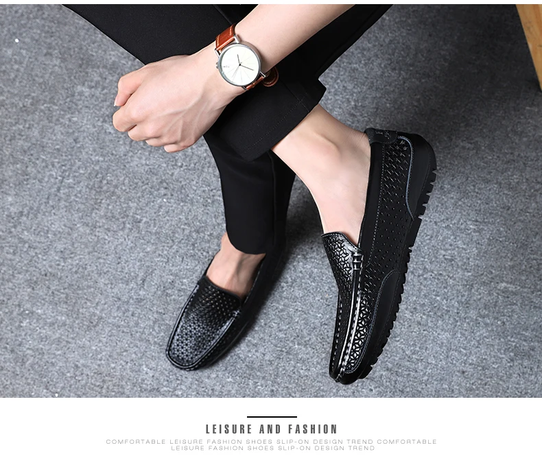 靴 TODAYFUL Leather Moccasin Shoes BLK 38 Summer Men's Genuine Leather Casual Shoes Moccasins