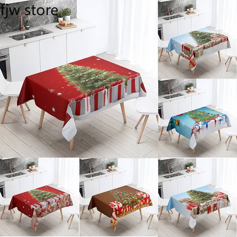

Christmas New Year Decoration Rectangle Tablecloth Tree Gift Table Home Decor Waterproof