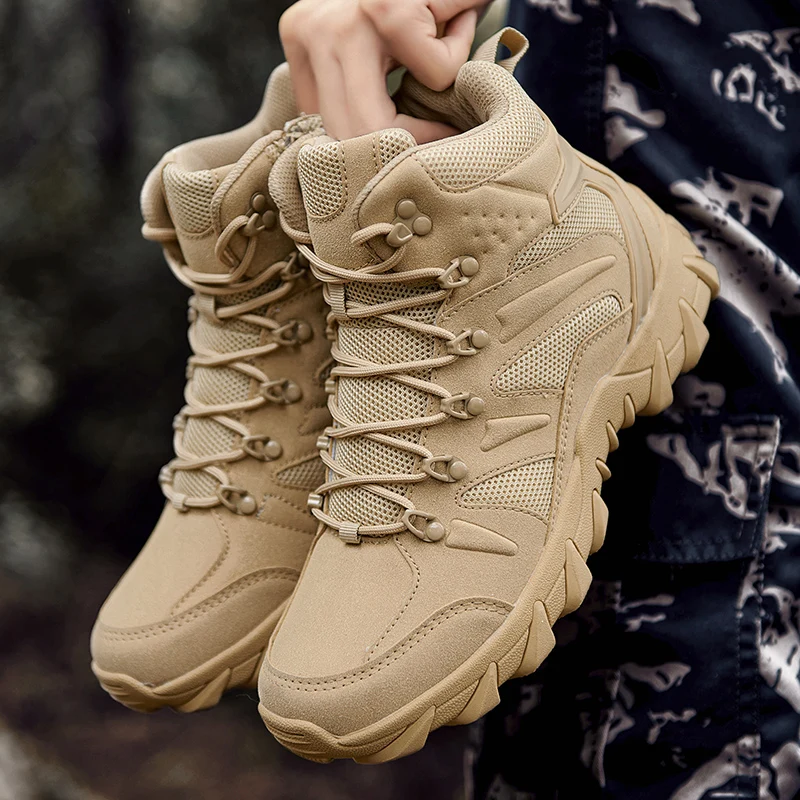 

Men Tactical Boots Army Boots Mens Military Desert Waterproof Work Safety Shoes Climbing Hiking Shoes Ankle Men Outdoor Boots
