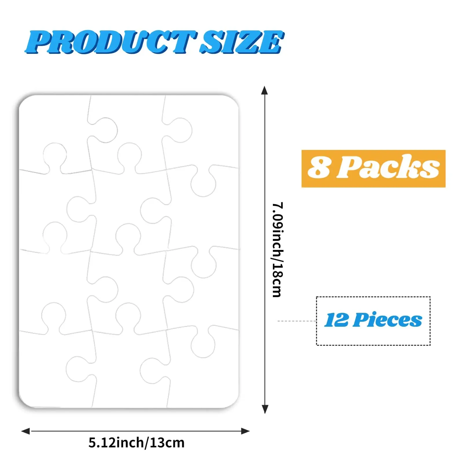 Blank Jigsaw Puzzle Set - 70 Pieces White Rectangular Puzzles for