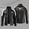 New motorcycle style leather jacket Moto Guzzi color stand collar leather jacket spring and autumn style without velvet jacket 4