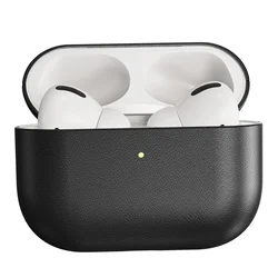 Eary Premium Genuine Leather Shockproof Earphone Case - Durable Protective Full Cover (Black)