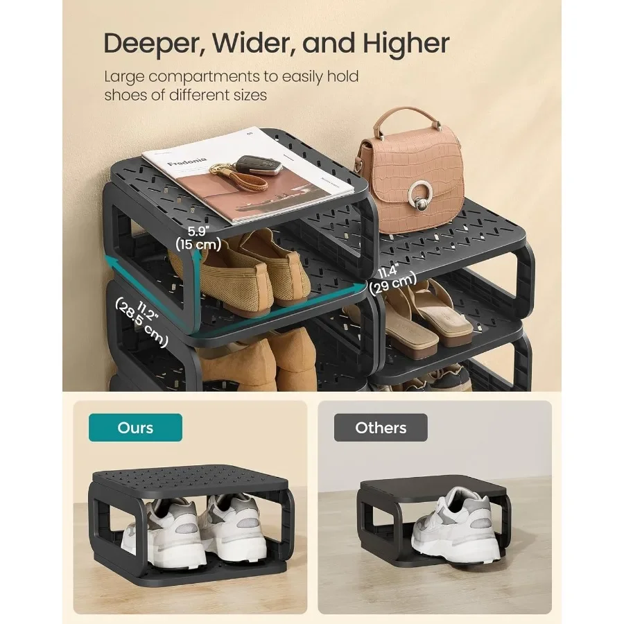 Shoe Rack Shoe Organizer 6 Shelves Shoe Storage Narrow Shoe Shelf Open Shelf for Entryway Living Room Bathroom SpaceSaving Ink