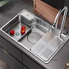 Japanese 304 Stainless Steel Sink Large Capacity Single Bowl Kitchen Sink Undercounter Basin Dish Washing Sink Kitchen Supplies 1