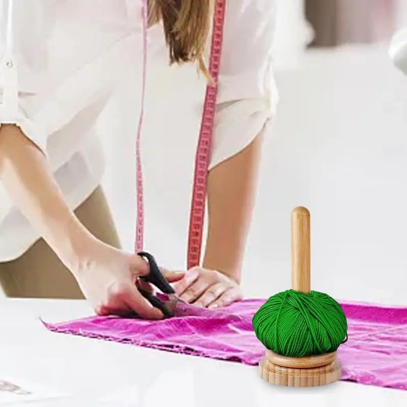 Wooden Rotating Yarn Holder and Dispenser for Knitting and Crocheting