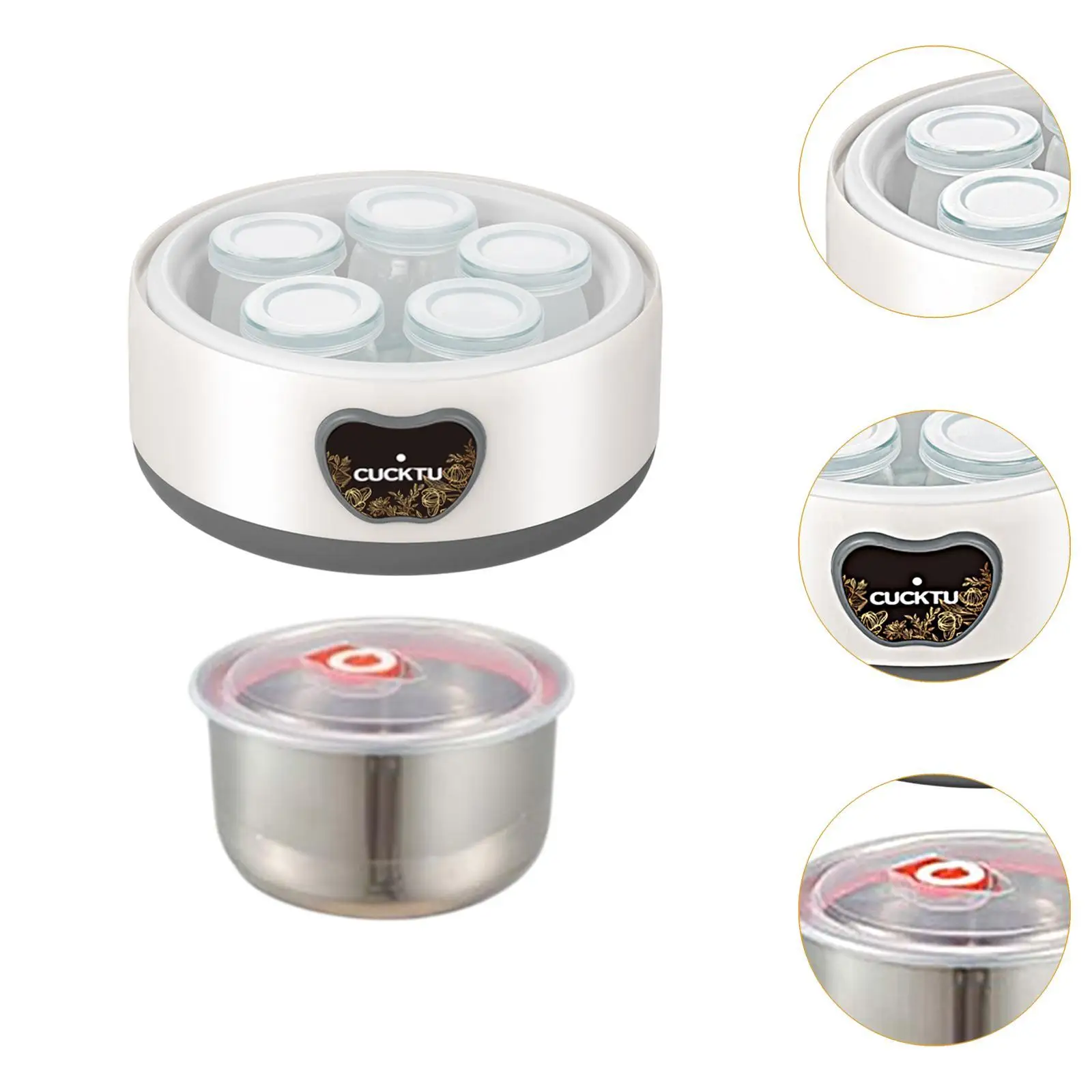 Yogurt Maker with 5 Cups 1.2L Small Constant Temperature Control Electrical Kitchen Appliances Compact DIY Yogurt Tools for Home