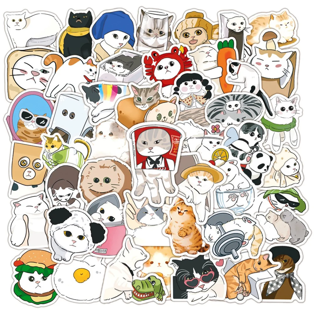 

10/30/50Pcs Funny Cute Cartoon Animal Cat Stickers for Kids Skateboard Suitcase Freezer Car Motorcycle Classic Toy Decal Sticker