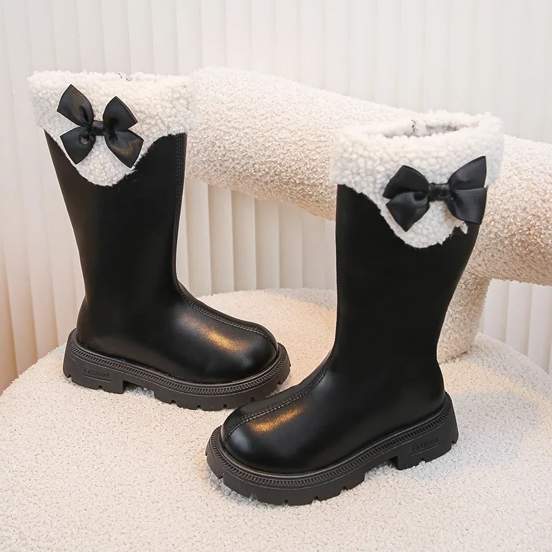 Girls Thermal Mid Calf Boots Winter School Shoes