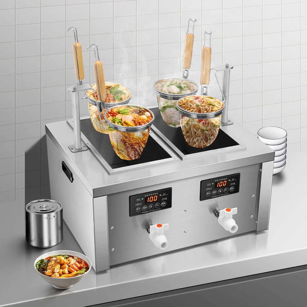 Commerical Boiler Stove Electric Automatic Lifting 2/4/6 Head Pasta Cooker Noodle Cooking Machine