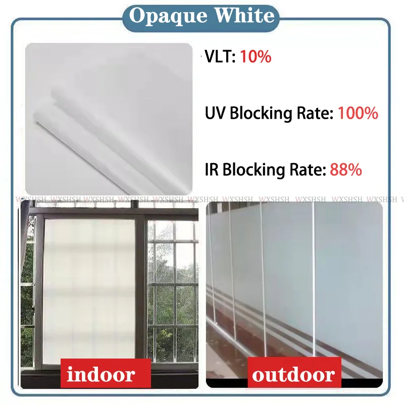 Blackout window film Self-Adhesive UV-Proof Anti Glare Roll Foils Privacy Protect for Home Office 90cm Width Opaque White window film window privacy film