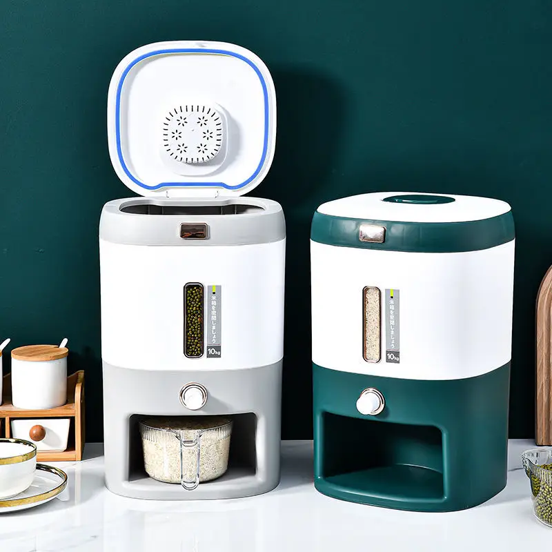 10-Kg Multi-Function Rice Bucket Large-Capacity Press-Sealed Rice Tank Household Kitchen Dry Rice Food Container Storage Bin