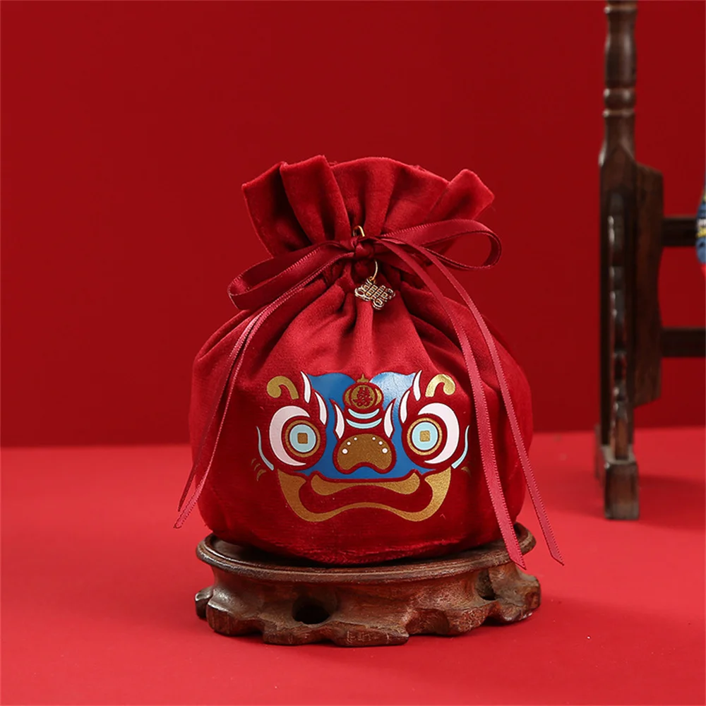 Sacchetto di caramelle Halloween Natale CORNA DI FLANELLA Regalo Festa imballaggio sacchetto velluto-NUOVO 