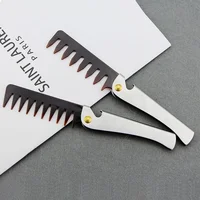 Oil Head Comb Barber Stainless Steel Handle Folding Wide Teeth Men Comb Hairdressing Hair Modeling Styling Comb Portable Vintage 1